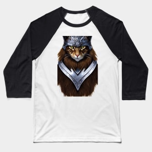 Viking Cat Portrait in Armour Baseball T-Shirt